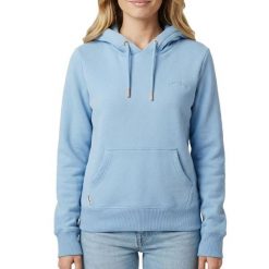 Bluza damska z kapturem Superdry Essential Logo Emb Hb. Niebieskie bluzy damskie Superdry, l, bez wzorów, z bawełny, z kapturem. Za 295.45 zł.
