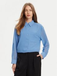 Calvin Klein Koszula LV044B902G Niebieski Regular Fit. Niebieskie koszule damskie Calvin Klein, xxs, bez wzorów, z syntetyku, bez kołnierzyka, bez ramiączek. Za 209.99 zł.