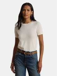 LAUREN RALPH LAUREN T-Shirt 200P14055500 Kremowy Regular Fit. Białe t-shirty damskie Lauren Ralph Lauren, xxl, bez wzorów, z bawełny, bez kołnierzyka. Za 729.99 zł.