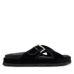 Klapki Pollini. Czarne klapki damskie Pollini, bez wzorów, bez obcasa, bez zapięcia. Za 829.99 zł.