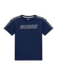 Guess Kids T-Shirt 176125 Niebieski Classic Fit. Niebieskie t-shirty i koszulki chłopięce Guess Kids, z aplikacjami, bez kołnierzyka, bez ramiączek. Za 139.99 zł.