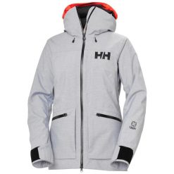 Damska kurtka narciarska Helly Hansen Powderqueen 3.0. Szare kurtki damskie Helly Hansen, na zimę, bez wzorów, bez kaptura. W wyprzedaży za 1,641.00 zł.