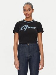 Guess T-Shirt W5GI03 I3Z14 Czarny Regular Fit. Czarne t-shirty damskie Guess, s, z aplikacjami, z bawełny, bez kołnierzyka. Za 119.99 zł.