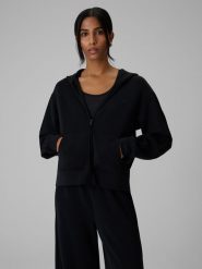 4F Bluza dresowa regular z modalem damska - czarna S. Czarne kardigany damskie 4F, s, bez wzorów, z dresówki. Za 199.99 zł.