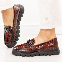 Brązowe skórzane mokasyny damskie Filippo Dp8004/26. Brązowe mokasyny damskie Filippo, na jesień, z jeansu, z okrągłym noskiem, bez obcasa. Za 279.00 zł.