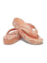 Crocs Japonki "Marbled Flip" w kolorze pomarańczowo-jasnoróżowym rozmiar: 42/43. Pomarańczowe klapki damskie Crocs, bez wzorów, z otwartym noskiem, bez obcasa, bez zapięcia. Za 122.96 zł.