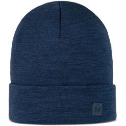Czapka BUFF MERINO HEAVYW BLUE. Niebieskie czapki damskie Buff, bez wzorów, z materiału. Za 139.99 zł.