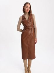 BGN Sukienka w kolorze jasnobrązowym rozmiar: 38. Brązowe sukienki damskie BGN, bez wzorów, ze skóry, bez ramiączek. Za 118.28 zł.