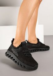 Czarne Buty Sportowe Sneakersy Siateczkowe na Tłoczonej Platformie Lurilia. Czarne obuwie sportowe casual damskie Renee, z jeansu. Za 59.99 zł.