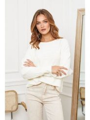 Joséfine Sweter "Luby" w kolorze kremowym rozmiar: M. Brązowe swetry klasyczne damskie Joséfine, m, ze splotem, bez kołnierzyka. Za 153.71 zł.