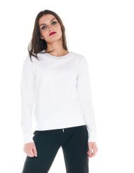 Damska bluza z okrągłym dekoltem Cristal Shine. Białe bluzy damskie LEONE 1947 APPAREL, na lato, l, bez wzorów, z bawełny, z kapturem. Za 147.31 zł.