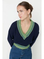 Trendyol Sweter w kolorze granatowo-zielonym rozmiar: XS. Niebieskie swetry klasyczne damskie Trendyol, xs, bez kołnierzyka. Za 52.99 zł.