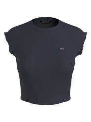TOMMY JEANS Koszulka w kolorze granatowym rozmiar: XL. Niebieskie koszulki damskie Tommy Jeans, xl, bez wzorów, z jeansu, bez kołnierzyka, bez ramiączek. Za 79.77 zł.