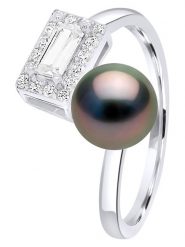 ATELIERS SAINT GERMAIN Srebrny pierścionek z cyrkoniami i perłą Tahiti rozmiar: onesize. Czarne pierścionki damskie ATELIERS SAINT GERMAIN, z cyrkonią, srebrne. Za 761.99 zł.