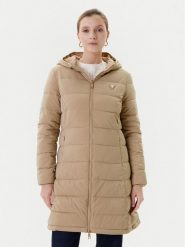 Guess Płaszcz zimowy V4YL05 WF3X0 Beżowy Regular Fit. Brązowe płaszcze damskie Guess, na zimę, xs, z aplikacjami, z syntetyku, bez kaptura. Za 489.99 zł.