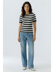 Oui Koszulka w kolorze biało-czarnym rozmiar: 42. Czarne bluzki damskie Oui, bez wzorów, z bawełny, bez kołnierzyka, bez ramiączek. Za 144.58 zł.