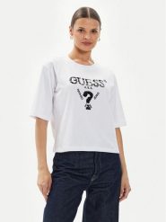 Guess T-Shirt Aurelie V4YI06 I3Z14 Biały Boxy Fit. Białe t-shirty damskie Guess, xs, z aplikacjami, z bawełny, bez kołnierzyka. Za 119.99 zł.