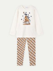 Mayoral Komplet bluzka i legginsy 4713 Beżowy Regular Fit. Brązowe bluzki i koszule dziewczęce Mayoral, bez wzorów, z bawełny, bez kołnierzyka, bez ramiączek. Za 89.99 zł.