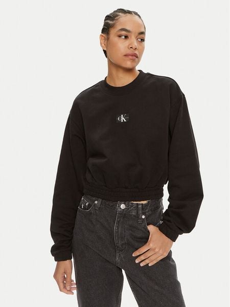 Calvin Klein Jeans Bluza J20J223535 Czarny Regular Fit. Czarne bluzy damskie Calvin Klein Jeans, xl, bez wzorów, z bawełny, bez kaptura. Za 289.99 zł.