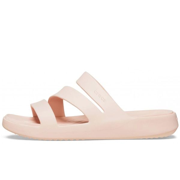Klapki Crocs Getaway Strappy Z Klapkami Damskie. Czerwone klapki damskie Crocs, bez wzorów, z materiału, bez obcasa, bez zapięcia. Za 281.99 zł.