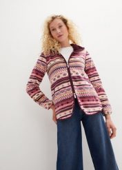 Bluza rozpinana z polaru w norweski wzór, z kapturem. Białe bluzy damskie bonprix, bez wzorów, z polaru, z kapturem. Za 137.99 zł.