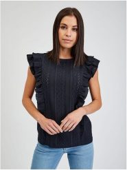 Orsay Koszulka w kolorze granatowym rozmiar: M. Niebieskie bluzki damskie Orsay, m, bez wzorów, bez kołnierzyka, bez ramiączek. Za 70.24 zł.