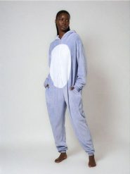 Polarowa piżama onesie z kapturem i uszami 3D Stitch - błękitny. Niebieskie piżamy damskie Sinsay, bez wzorów, z polaru, bez ramiączek. Za 89.99 zł.