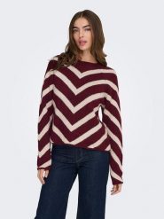 ONLY Sweter w kolorze bordowo-jasnoróżowym rozmiar: S. Czerwone swetry klasyczne damskie Only, s, bez kołnierzyka. Za 118.56 zł.