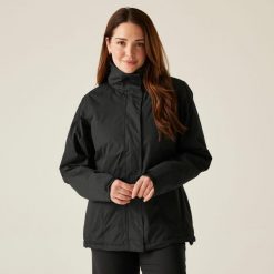 Kurtka parka damska izolacyjna Regatta. Czarne parki damskie Regatta, bez kaptura. Za 299.99 zł.