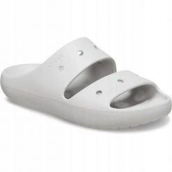 Klapki Dla Dorosłych Crocs Classic Slide V2. Szare klapki damskie Crocs, bez wzorów, z materiału, bez obcasa, bez zapięcia. Za 135.99 zł.