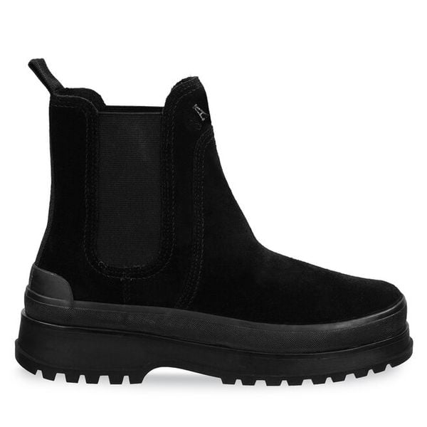 Sztyblety Gant. Czarne botki damskie Gant, bez obcasa, na płaskiej podeszwie, bez zapięcia. Za 479.99 zł.