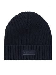 Calvin Klein Czapka Patch Chunky Rib Cotton Beanie LV04D8053G Granatowy. Niebieskie czapki damskie Calvin Klein, na zimę, bez wzorów, z bawełny. Za 169.99 zł.