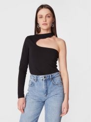 Sisley Bluzka 3VAMW1006 Czarny Slim Fit. Czarne bluzki damskie Sisley, m, bez wzorów, z bawełny, bez kołnierzyka, bez ramiączek. W wyprzedaży za 49.99 zł.