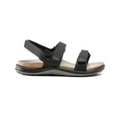 Sandały damskie Birkenstock Kalahari. Czarne sandały damskie Birkenstock, bez wzorów, z materiału, bez obcasa, bez zapięcia. Za 527.00 zł.