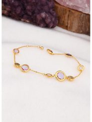 L'Atelier de Gaia Pozłacana bransoletka z perłami i cyrkoniami rozmiar: onesize. Różowe bransoletki damskie L'Atelier de Gaia, pozłacane. Za 117.45 zł.