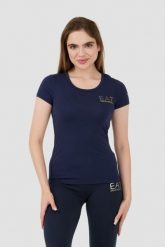 EA7 Granatowy t-shirt. Niebieskie t-shirty damskie EA7 Emporio Armani, xs, bez wzorów, bez kołnierzyka. W wyprzedaży za 189.99 zł.