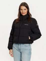 Guess Jeans Kurtka zimowa W4BL20 WGII2 Czarny Regular Fit. Czarne kurtki damskie Guess Jeans, na zimę, xxl, z aplikacjami, z jeansu, bez kaptura. Za 389.99 zł.