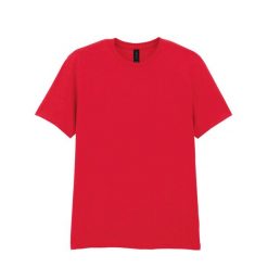 Bawełniana Koszulka Unisex Dla Dorosłych W Miękkim Stylu. Czerwone bluzki damskie GILDAN, xl, bez wzorów, z bawełny, sportowe, bez kołnierzyka, bez ramiączek. Za 48.99 zł.