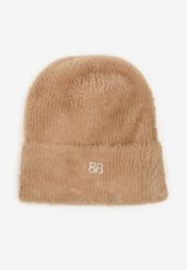 Beżowa Czapka Beanie z Wiskozą Wełną i Naszywką Zolirra. Brązowe czapki damskie Renee, z aplikacjami, z jeansu. Za 34.99 zł.