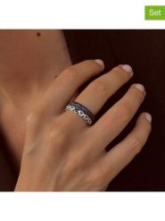 DI GIORGIO Srebrne pierścionki (2 szt.) z cyrkoniami rozmiar: 58. Niebieskie pierścionki damskie DI GIORGIO, z cyrkonią, srebrne. Za 241.45 zł.