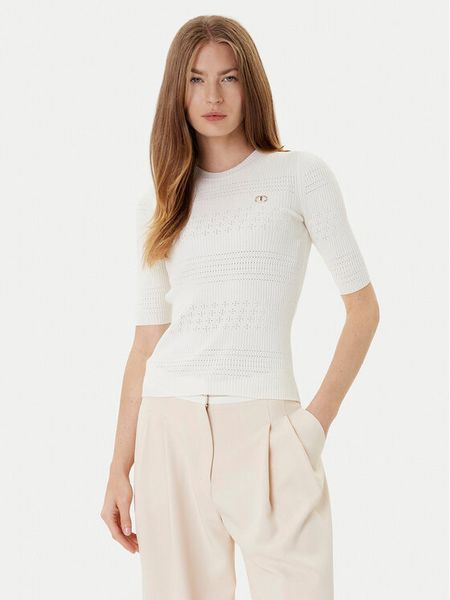 TWINSET Sweter 252TP3240 Beżowy Regular Fit. Brązowe swetry klasyczne damskie Twinset, xs, z wiskozy, bez kołnierzyka. Za 499.99 zł.