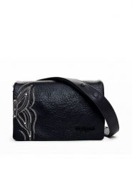 Desigual Torebka 25SAXP84 Czarny. Czarne listonoszki damskie Desigual, bez wzorów, ze skóry, bez dodatków. Za 179.99 zł.