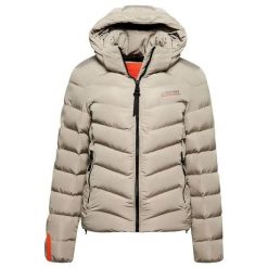 Damska kurtka z kapturem z mikrofibry Superdry. Szare kurtki damskie Superdry, na zimę, bez wzorów, z mikrofibry, z kapturem. W wyprzedaży za 485.35 zł.