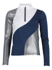 Peak Mountain Koszulka funkcyjna w kolorze granatowo-srebrno-białym rozmiar: M. Białe koszulki damskie Peak Mountain, m, bez wzorów, z materiału, bez kołnierzyka, bez ramiączek. Za 127.05 zł.