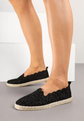 Czarne Ażurowe Espadryle Vices w Kwiatowy Wzór z Plecionki Donavia. Czarne espadryle damskie Born2be, na lato, bez zapięcia, tenisowe. Za 49.99 zł.