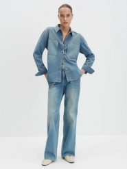 Someday Bluzka dżinsowa "Zutie" w kolorze niebieskim rozmiar: 42. Niebieskie bluzki damskie someday., bez wzorów, z bawełny, bez kołnierzyka, bez ramiączek. Za 173.99 zł.