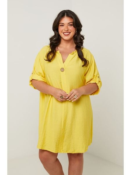 Curvy Lady Sukienka w kolorze żółtym rozmiar: 40/42. Żółte sukienki damskie Curvy Lady, bez wzorów, klasyczne, bez ramiączek. Za 122.96 zł.