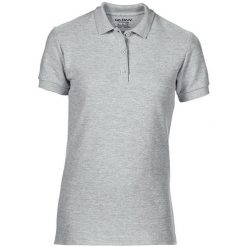 Damska Sportowa Bawełniana Koszulka Polo Premium Double Pique. Szare koszulki sportowe damskie GILDAN, xl, bez wzorów, z bawełny, bez ramiączek. Za 58.99 zł.