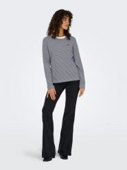 JDY Koszulka w kolorze biało-granatowym rozmiar: XL. Białe koszulki damskie JDY, xl, bez wzorów, bez kołnierzyka, bez ramiączek. Za 66.00 zł.