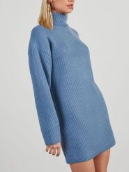 Milan Kiss Sukienka dzianinowa w kolorze błękitnym rozmiar: L. Niebieskie sukienki damskie Milan Kiss, bez wzorów, z dzianiny, bez ramiączek. Za 218.05 zł.